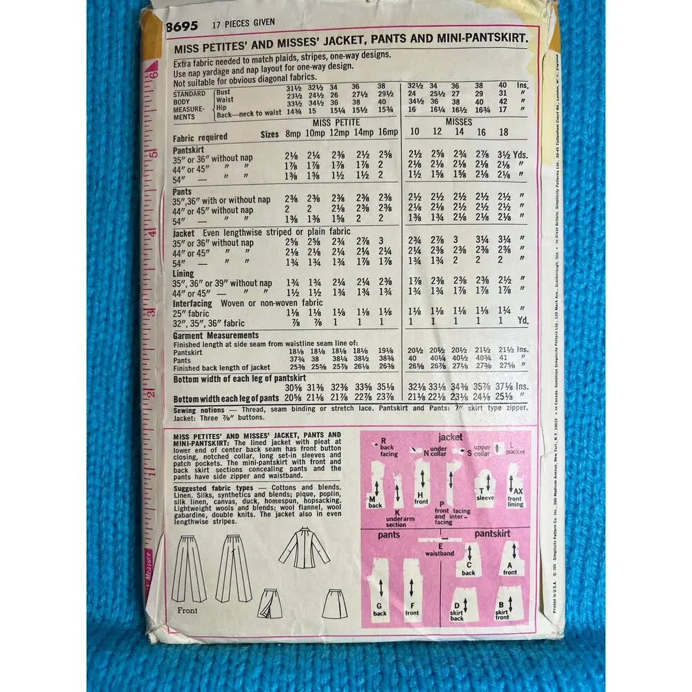 Simplicity 8695 pattern